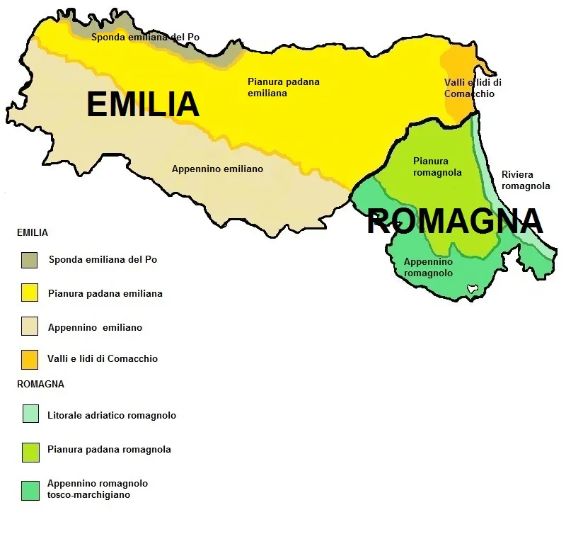Emilia Romagna: confini e territori
