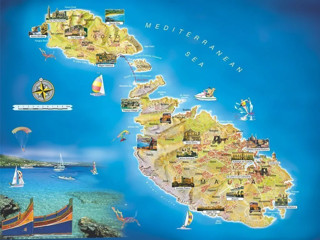 Cartina di Malta. Le sette cose da fare nell'isola