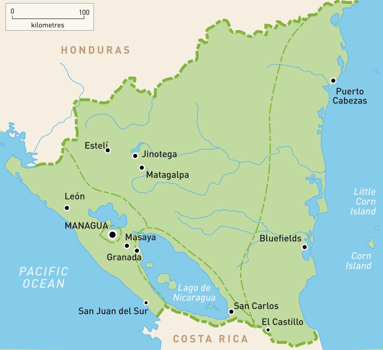 Mappa del Nicaragua