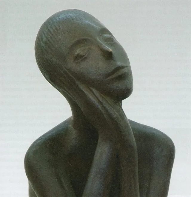 Antonio Di Pillo - 'Giovinetto seduto in meditazione', c. 1960, bronzo patinato nero, particolare