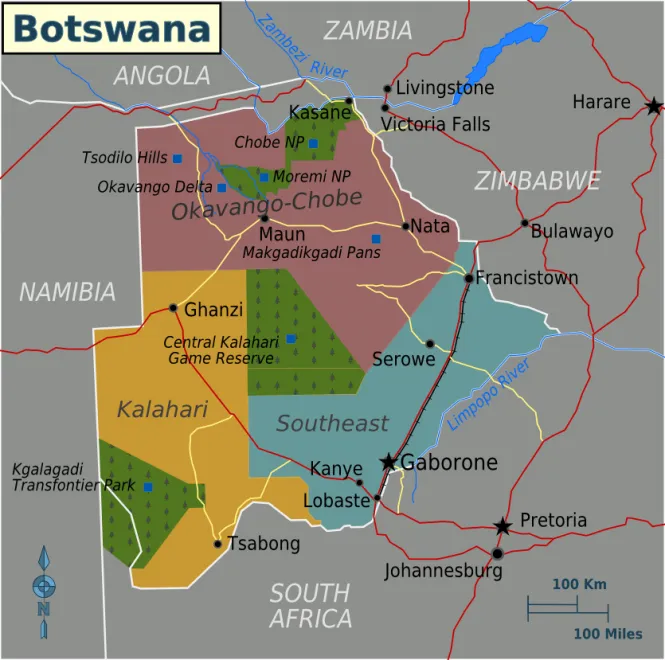 Mappa del Botswana