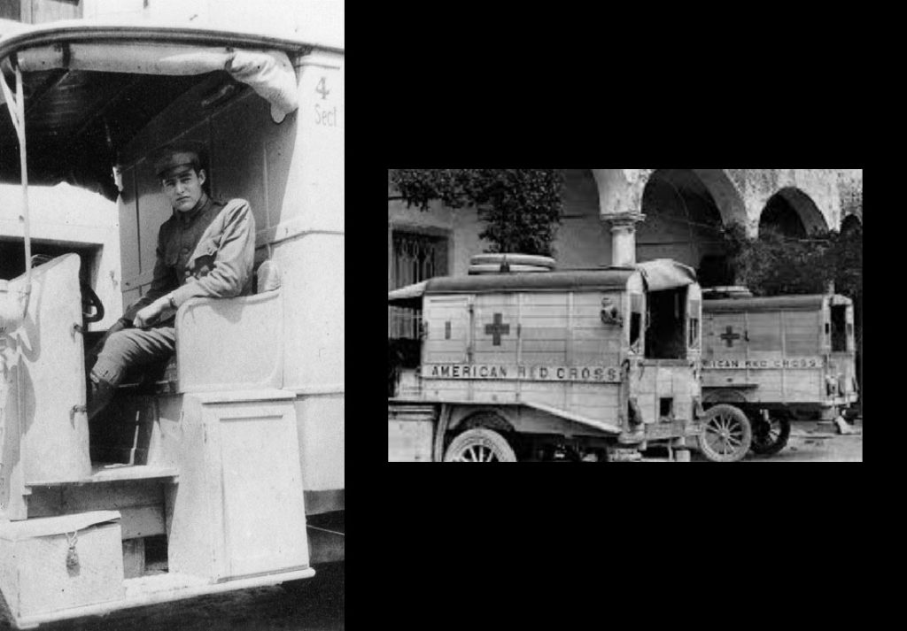 Hemingway al posto di guida di un’ambulanza dell’America Red Cross
