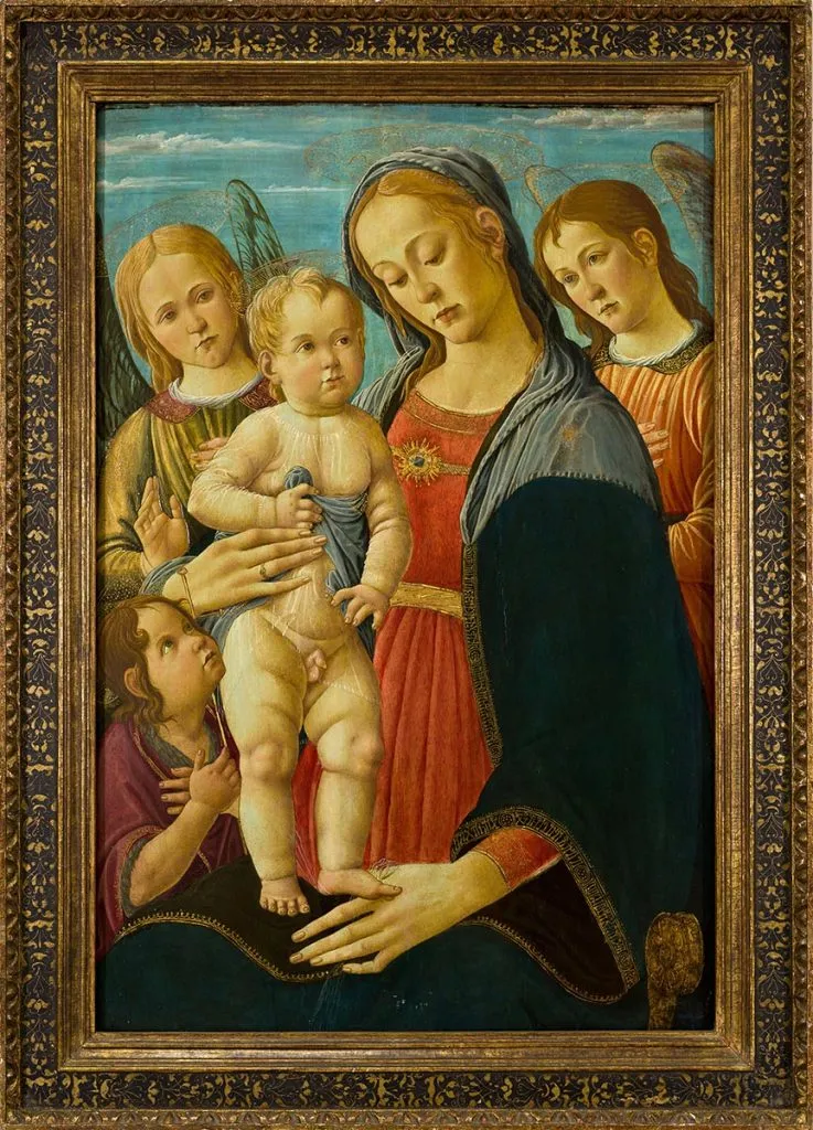 Jacopo del Sellaio, 'Madonna col Bambino, san Giovannino e due angeli', 1480-1485