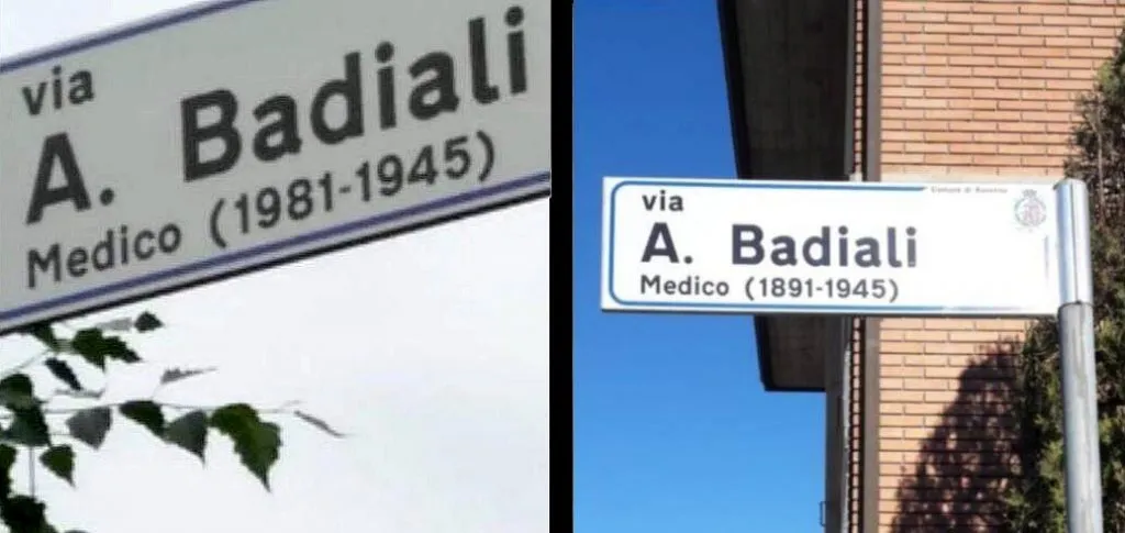 Targa sbagliata Via Alfredo Badiali 1981 1891