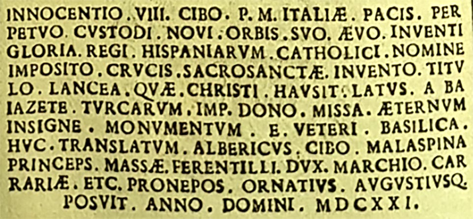 Tomba Papa Innocenzo VIII - scritte