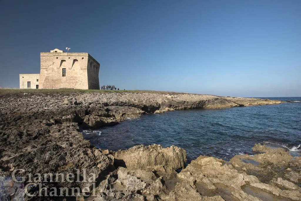 La torre che caratterizza questo tratto di costa adriatica a 17 km a nord di Brindisi.